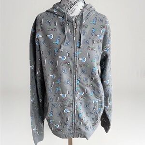 Vintage Y2K Loyal Army Hoodie Zip Video Game Controller Print Sweater Jacket M